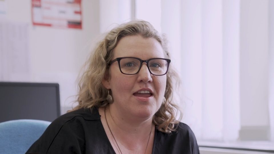 Still from the video interview with the college's work experience coordinator